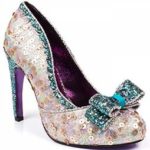 gold and pink sequins on upper, turquoise sequins on heel and bow